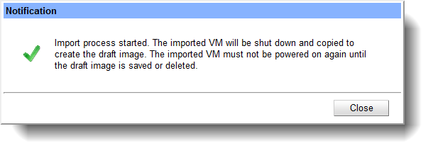 VM import begins